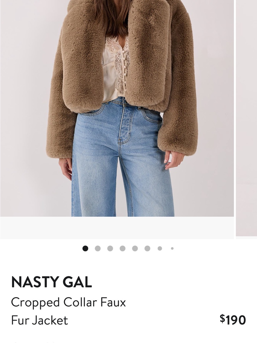 Nasty Gal Plush Teddy Cropped Jacket Faux Fur in Mink - Picture 7 of 7